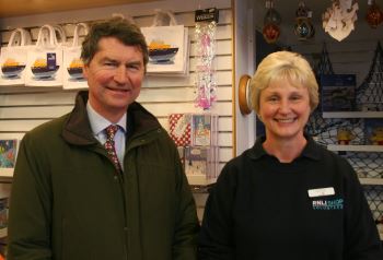 Sir Tim Laurence with Krys Lavery, RNLI shop manager